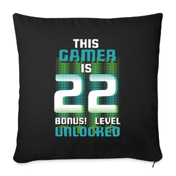 Ce joueur est un amateur de jeux vidéo Gamer Age 22 - Housse de coussin décorative 45 x 45 cm - noir - Devant