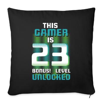 Ce joueur est un amateur de jeux vidéo Gamer Age 23 - Housse de coussin décorative 45 x 45 cm - noir - Devant