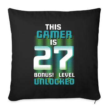 Ce joueur est un amateur de jeux vidéo Gamer Age 27 - Housse de coussin décorative 45 x 45 cm - noir - Devant