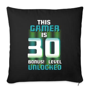 Ce joueur est un amateur de jeux vidéo Gamer Age 30 - Housse de coussin décorative 45 x 45 cm - noir - Devant