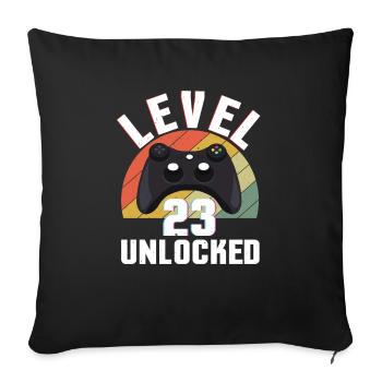Retro Gamer Amateur de jeux vidéo Gamer Age 23 Déverrouillé - Housse de coussin décorative 45 x 45 cm - noir - Devant