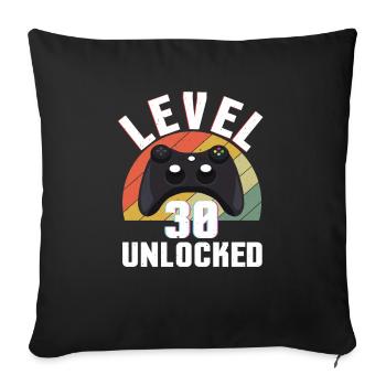 Retro Gamer Amateur de jeux vidéo Gamer Age 30 Déverrouillé - Housse de coussin décorative 45 x 45 cm - noir - Devant