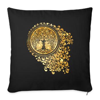Yggdrasil Arbre de Vie Viking Symbole nordique - Housse de coussin décorative 45 x 45 cm - noir - Devant
