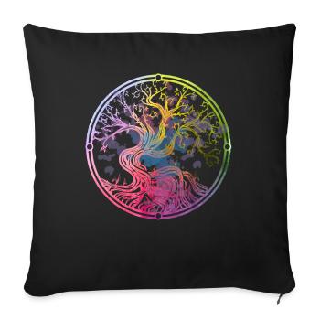 Yggdrasil Arbre de Vie Viking Symbole nordique - Housse de coussin décorative 45 x 45 cm - noir - Devant