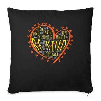 Kind Word Cloud Heart Inclusion Kindness Unity Day - Sofa pillowcase 17,3'' x 17,3'' (45 x 45 cm) - black - Front