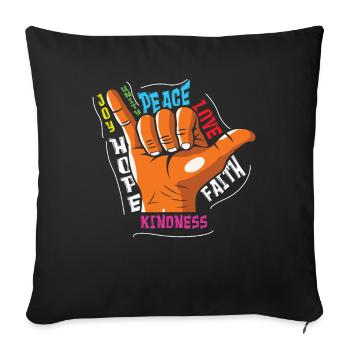 Shaka Sign Peace Kind Courage Orange Unity Day - Sofakissenbezug 45 x 45 cm - Schwarz - Vorne