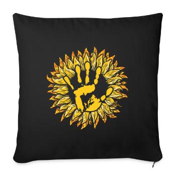 Hand Sunflower Peace Kindness Awareness Unity Day - Sofa pillowcase 17,3'' x 17,3'' (45 x 45 cm) - black - Front