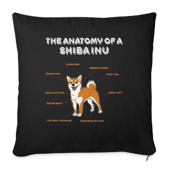 Définition Animal Animal Anatomie de chien de compagnie de Shiba Inu - Housse de coussin décorative 45 x 45 cm - noir - Devant