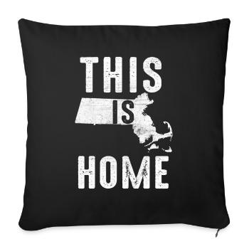 Map America US State Flag This Home Massachusetts - Sofa pillowcase 17,3'' x 17,3'' (45 x 45 cm) - black - Front