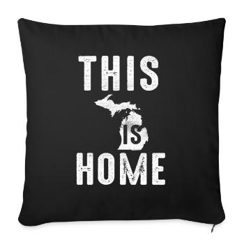 Map America US State Flag This Home Michigan - Sofakissenbezug 45 x 45 cm - Schwarz - Vorne