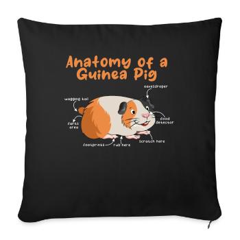 Anatomie animale de chien de compagnie du cochon de poule de Guinée - Housse de coussin décorative 45 x 45 cm - noir - Devant