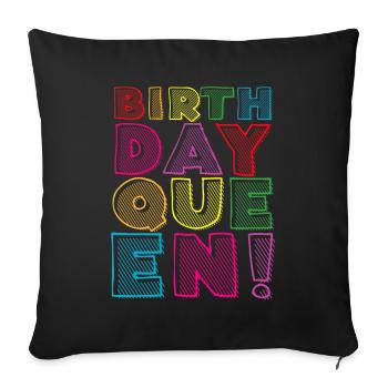Fille Anniversaire Anniversaire Reine! Fille - Housse de coussin décorative 45 x 45 cm - noir - Devant