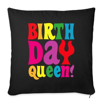 Fille Anniversaire Anniversaire Reine! Fille - Housse de coussin décorative 45 x 45 cm - noir - Devant