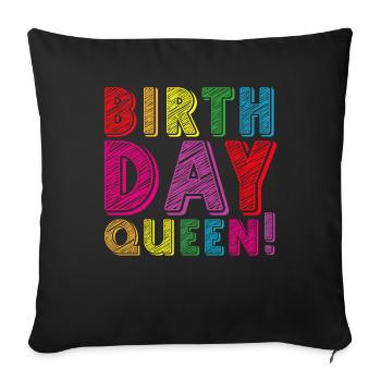 Fille Anniversaire Anniversaire Reine! Fille - Housse de coussin décorative 45 x 45 cm - noir - Devant