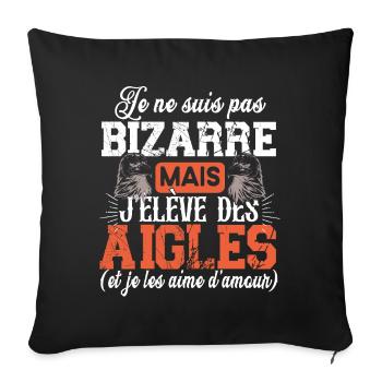 Aigle Faucon Cadeau Fauconnier Chasseur Humour - Housse de coussin décorative 45 x 45 cm - noir - Devant