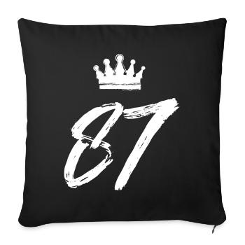 87 Zahl Krone - Sofakissenbezug 45 x 45 cm - Schwarz - Vorne
