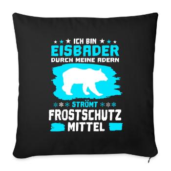 Eisbader Eisbaden Winterbad Eis Kälte Kältebad - Sofakissenbezug 45 x 45 cm - Schwarz - Vorne