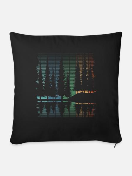 Retro Wald Outdoor Wandern Natur - Sofakissenbezug 45 x 45 cm - Schwarz