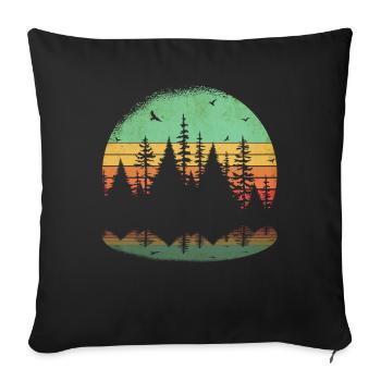 Retro Forest Randonnée en plein air Nature - Housse de coussin décorative 45 x 45 cm - noir - Devant