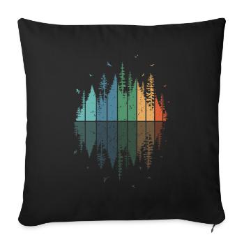 Retro Forest Randonnée en plein air Nature - Housse de coussin décorative 45 x 45 cm - noir - Devant