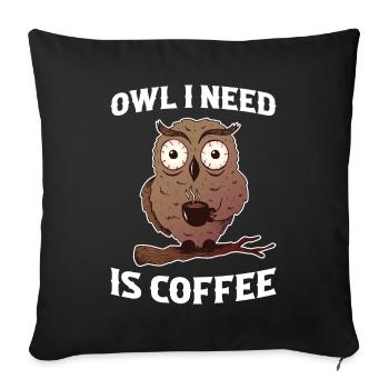 Cadeau Coffee Owl Owl - Housse de coussin décorative 45 x 45 cm - noir - Devant