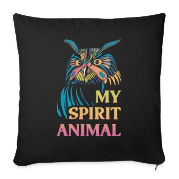Owl Spirit Animal Owl Cadeau - Housse de coussin décorative 45 x 45 cm - noir - Devant
