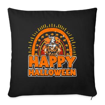 Halloween Regenbogen Happy Hallowen mit Kürbis - Sofakissenbezug 45 x 45 cm - Schwarz - Vorne