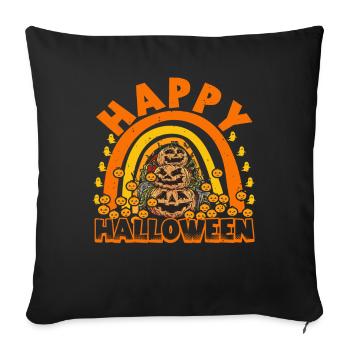 Halloween Regenbogen Happy Hallowen mit Kürbis - Sofakissenbezug 45 x 45 cm - Schwarz - Vorne