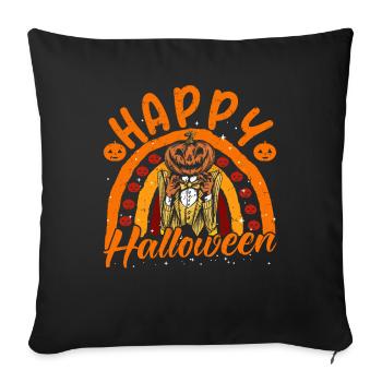 Halloween Regenbogen Happy Hallowen mit Kürbis - Sofakissenbezug 45 x 45 cm - Schwarz - Vorne