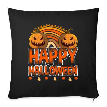 Halloween Regenbogen Happy Hallowen mit Kürbis - Sofakissenbezug 45 x 45 cm - Schwarz - Vorne