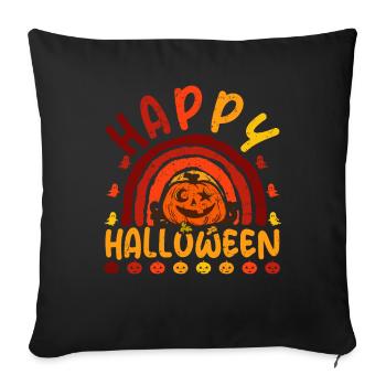 Halloween Regenbogen Happy Hallowen mit Kürbis - Sofakissenbezug 45 x 45 cm - Schwarz - Vorne
