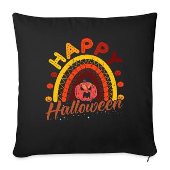Halloween Regenbogen Happy Hallowen mit Kürbis - Sofakissenbezug 45 x 45 cm - Schwarz - Vorne