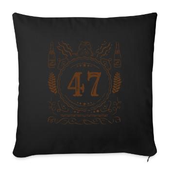 Retro Vintage Age 47 ans Naissance Naissance Bière - Housse de coussin décorative 45 x 45 cm - noir - Devant