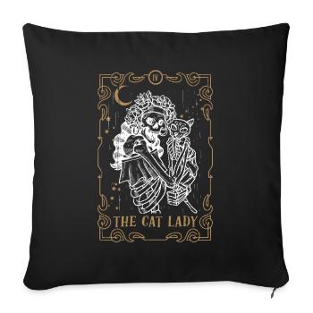 Cat Lady Tarot Card Occult Club Gothic Animal - Sofakissenbezug 45 x 45 cm - Schwarz - Vorne