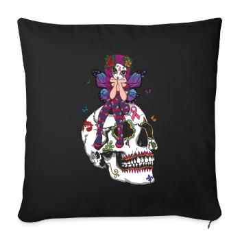 Fairy Floral Halloween Muertos Day Of Dead Sugar - Sofa pillowcase 17,3'' x 17,3'' (45 x 45 cm) - black - Front