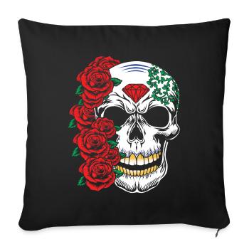 Flower Rose Bone Sugar Muertos Day Halloween - Sofa pillowcase 17,3'' x 17,3'' (45 x 45 cm) - black - Front