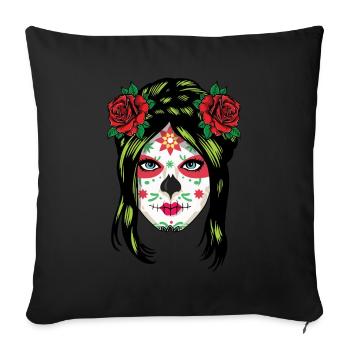 Catrina Skeleton Bone Sugar Muertos Day Halloween - Sofa pillowcase 17,3'' x 17,3'' (45 x 45 cm) - black - Front