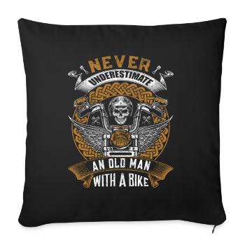 Motard Moto Vélo Rocker Chopper Motocycliste - Housse de coussin décorative 45 x 45 cm - noir - Devant