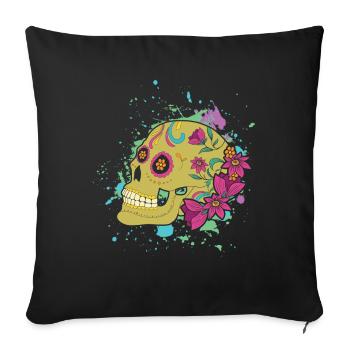 Color Bone Halloween Muertos Day Of Dead Sugar - Sofa pillowcase 17,3'' x 17,3'' (45 x 45 cm) - black - Front