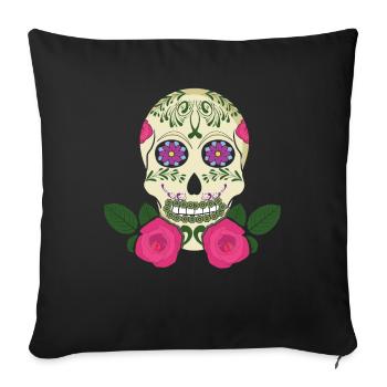 Floral Skeleton Sugar Bone Muertos Day Halloween - Sofa pillowcase 17,3'' x 17,3'' (45 x 45 cm) - black - Front