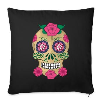 Flower Skeleton Sugar Bone Muertos Day Halloween - Sofa pillowcase 17,3'' x 17,3'' (45 x 45 cm) - black - Front