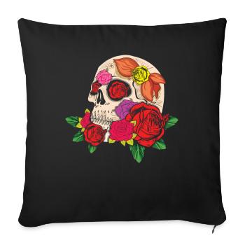 Colorful Bone Sugar Skeleton Muertos Day Halloween - Sofa pillowcase 17,3'' x 17,3'' (45 x 45 cm) - black - Front