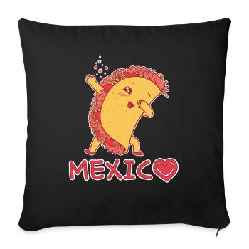 Mignon Kawaii Heart Mexico Dab Dabbing Taco - Housse de coussin décorative 45 x 45 cm - noir - Devant