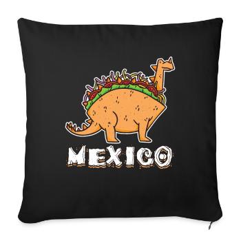 Mignon Kawaii Mexique Dinosaure Animal Taco - Housse de coussin décorative 45 x 45 cm - noir - Devant