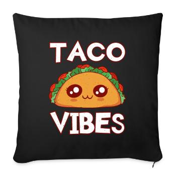 Cute Kawaii Face Anime Vibes Taco - Sofa pillowcase 17,3'' x 17,3'' (45 x 45 cm) - black - Front