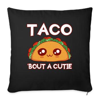 Talk Cute Kawaii Face Anime Vibes Taco - Sofa pillowcase 17,3'' x 17,3'' (45 x 45 cm) - black - Front