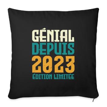 génial depuis 2023 - Housse de coussin décorative 45 x 45 cm - noir - Devant