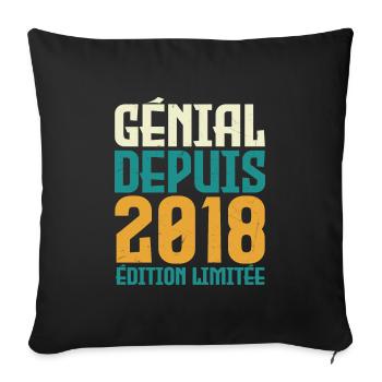 Génial depuis 2018 - Housse de coussin décorative 45 x 45 cm - noir - Devant