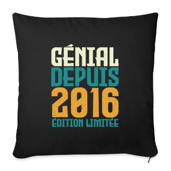 Génial depuis 2016 - Housse de coussin décorative 45 x 45 cm - noir - Devant
