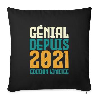 Génial depuis 2021 - Housse de coussin décorative 45 x 45 cm - noir - Devant